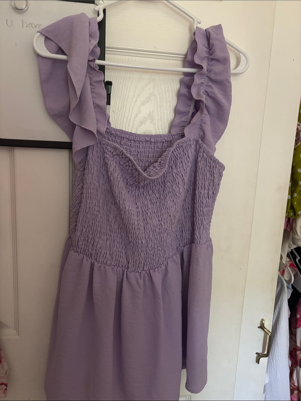 Lilac Ruffle Strap Smocked shirt from shein